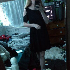 TMG New York black cut shoulder dress